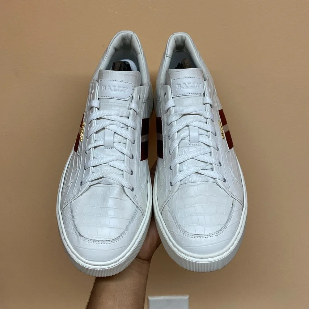 BALLY Moony Croc Embossed Leather Sneakers - Picture 3 of 17
